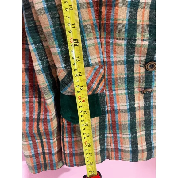 Vintage Women's Fashion Scene Plaid Blazer Jacket Size S Green - Picture 10 of 13